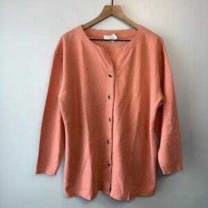 Express Tricot Women's Button Front Cardigan Sweater Coral Size Large